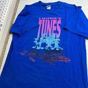 Vintage Looney-Tunes Men's Blue XL T-shirt
